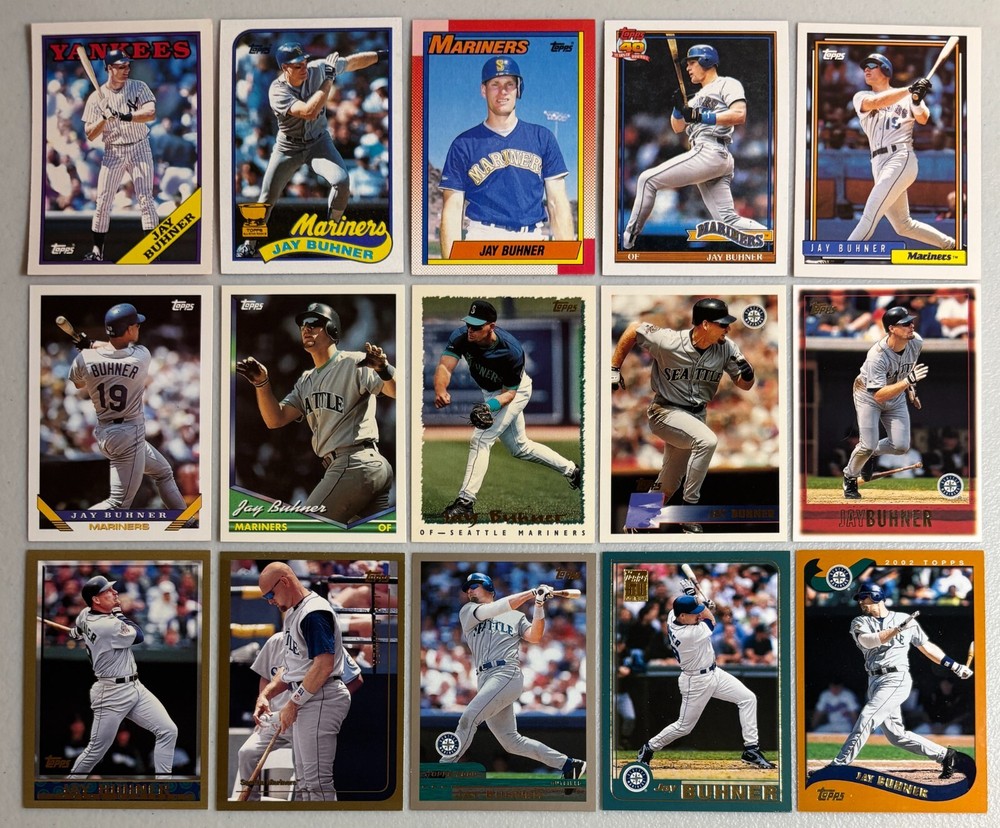 Vintage Topps Jay Buhner 15-Card Lot Collection 1988-2002