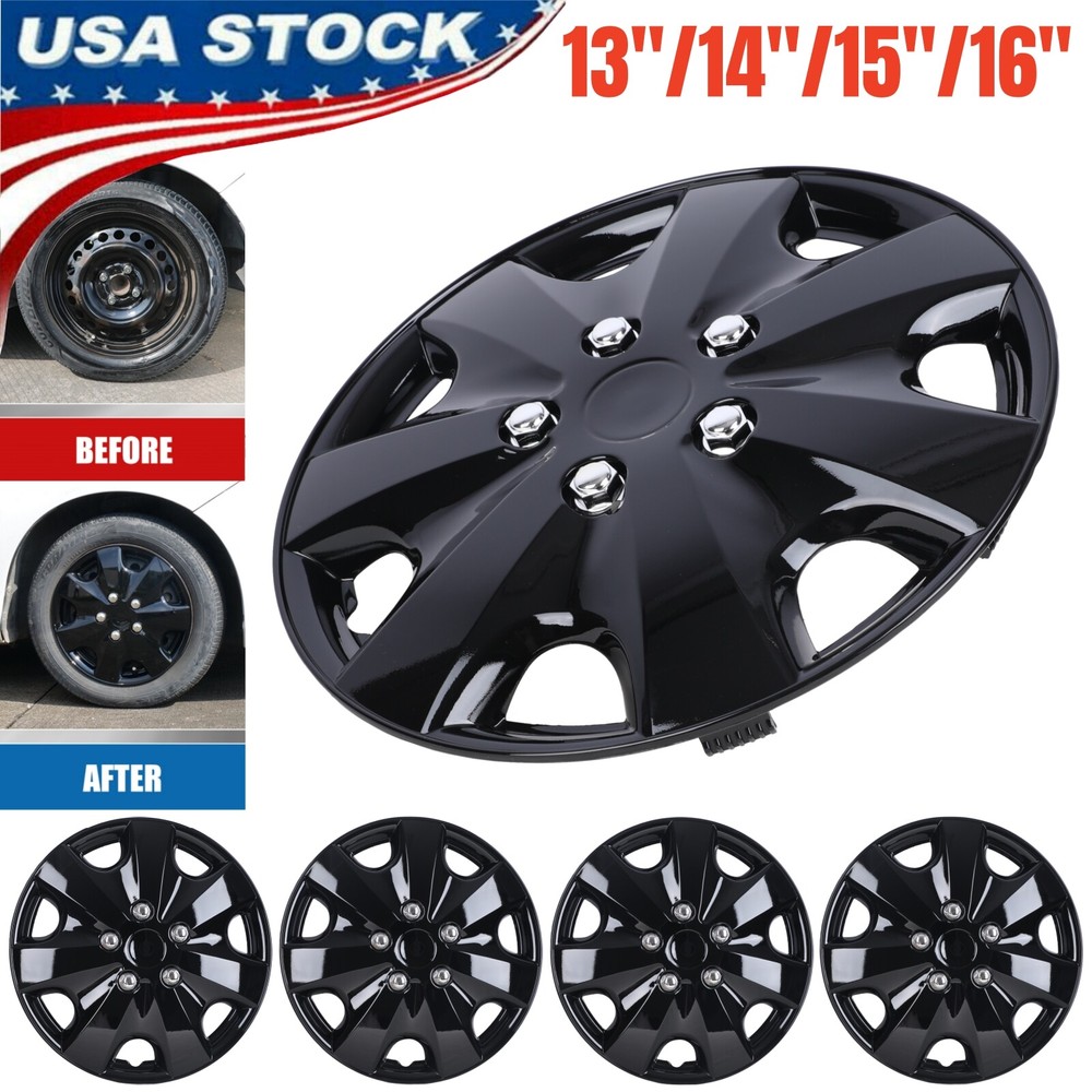 4pcs 13-16 Inch Full Rim Snap-On Hub Caps for Tire & Steel Wheels