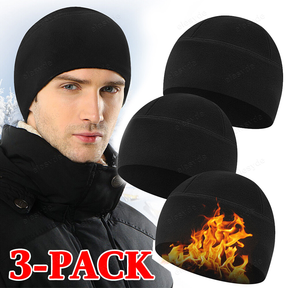 3-Pack Military Tactical Skull Cap - Winter Fleece Windproof Ski Beanie Hats