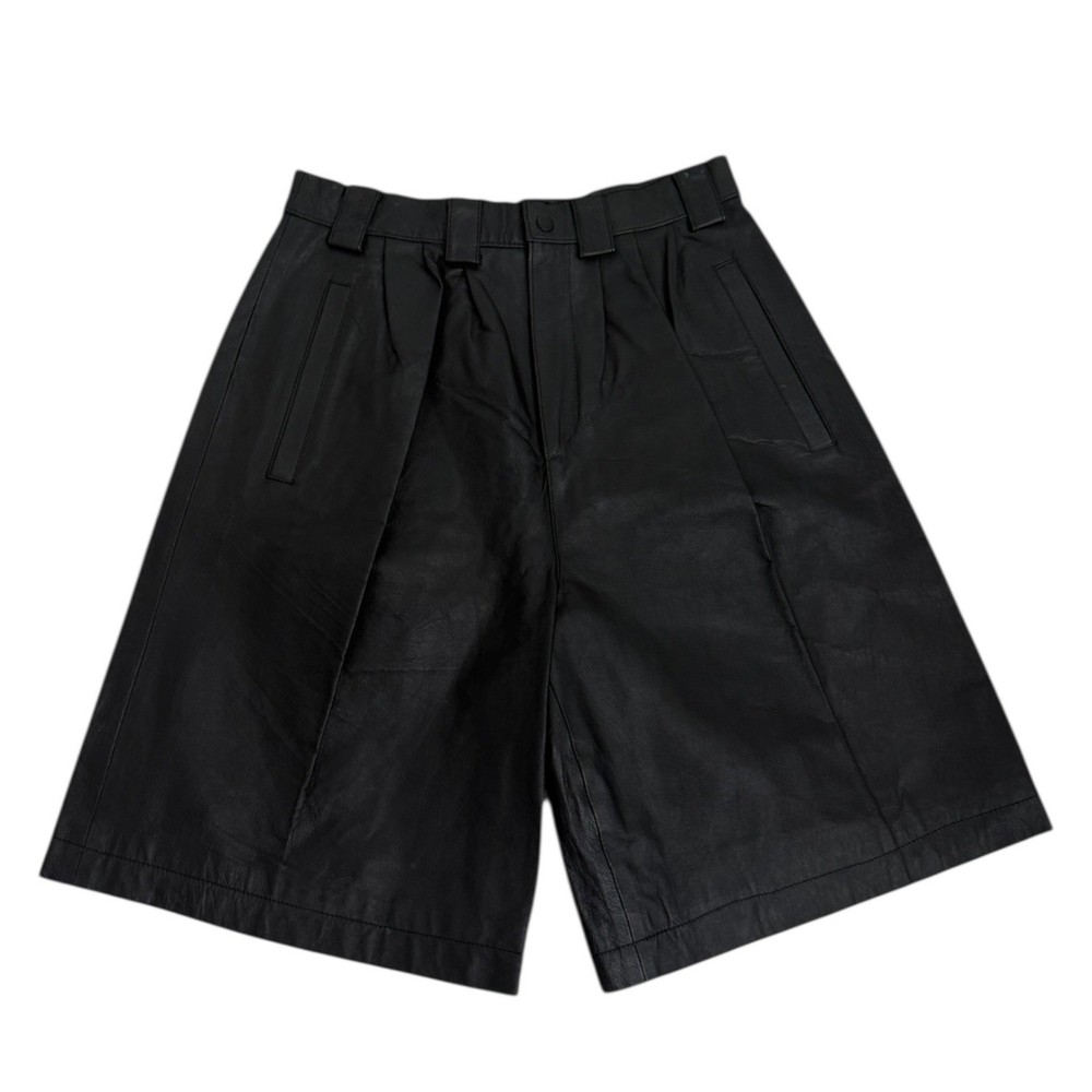 Vintage Leather Pleated Long Wide Leg Shorts Eclipse Size 9 Lined Pockets NEW