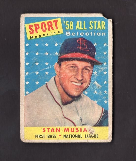 1958 Topps #476 Stan Musial St Louis Cardinals Poor Condition Free Shipping