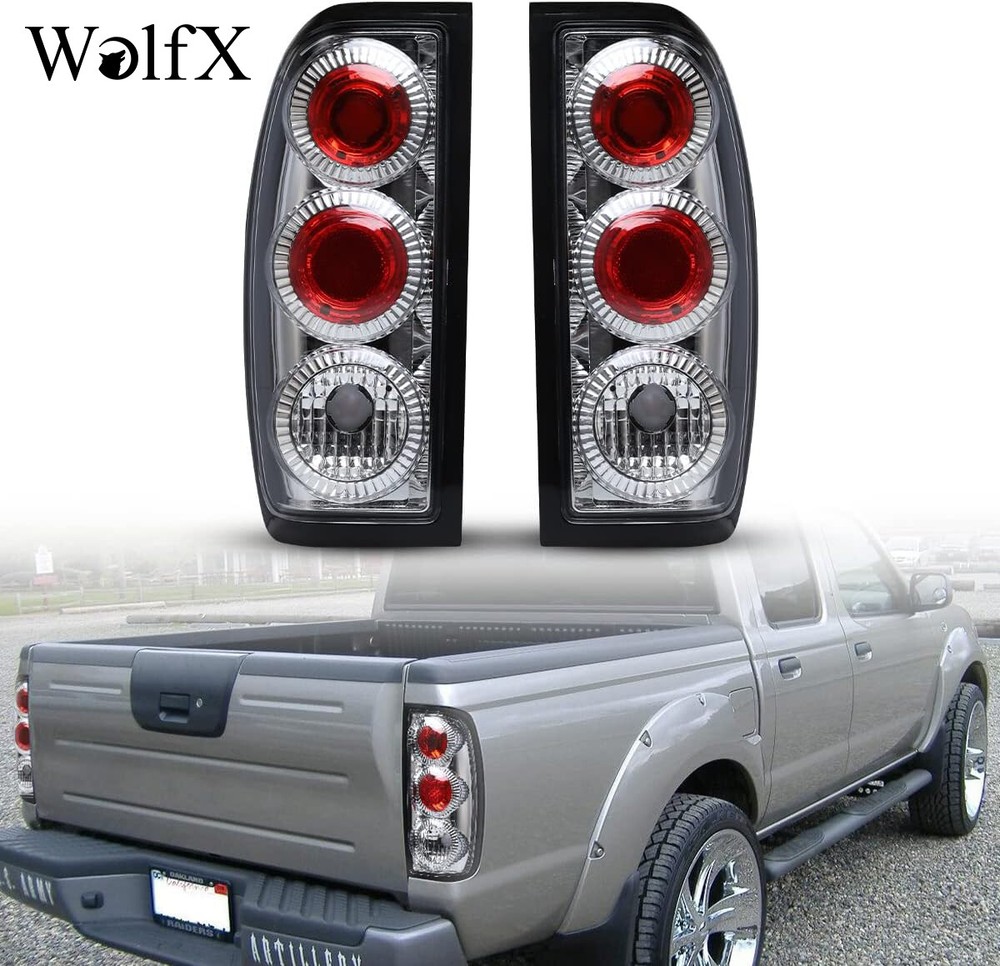Tail Lights For 1998 1999-2004 Nissan Frontier Chrome Lamps Clear Rear Brake