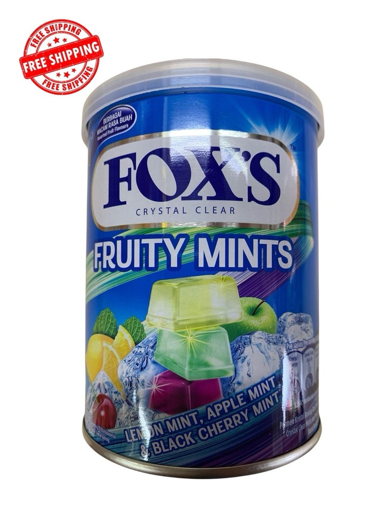Fox Crystal Clear Fruity Mints Candy Tin 180g Free Shipping