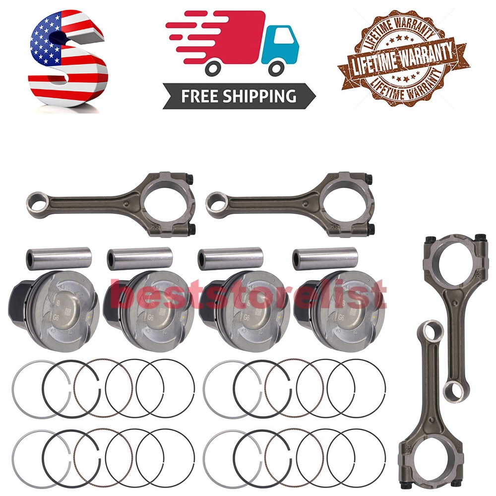 Hyundai Kia Accent Rio 1.6L 2012-17 4x Piston & Rod Kit 23510-2B010  