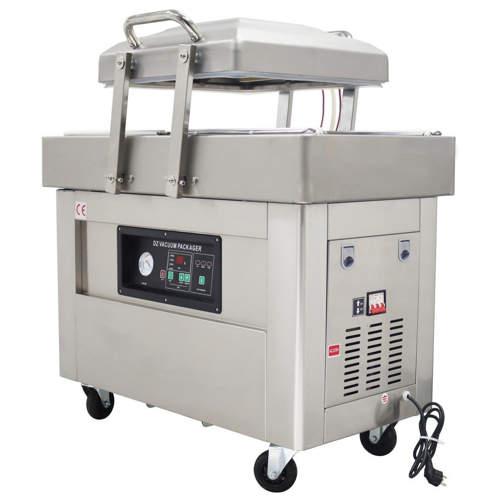 Movable Vacuum Sealer Two Chambers Food Vacuum Packaging Machine 220V 1-3T/Min