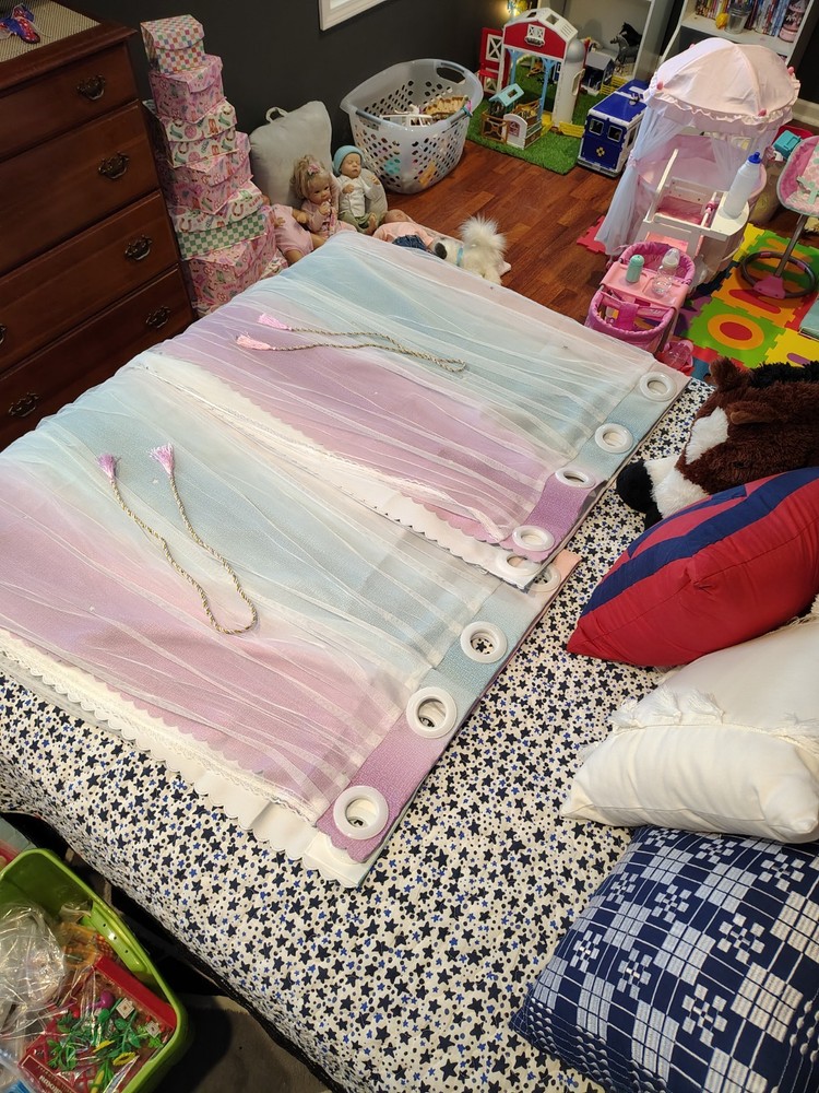 Curtains for Girls Bedroom Kids Room Colorful 2 Layers (Pink Purple, W52 X L63)