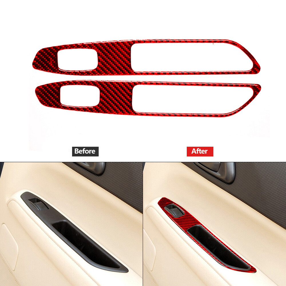 Red Carbon Fiber Rear Window Switch Panel Trim Cover For Subaru Forester 2005-08