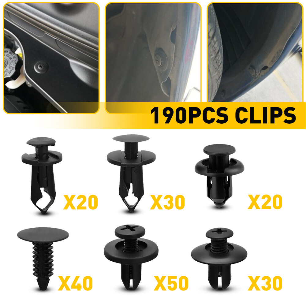 190PCS Car Body Fastener Plastic Trim Clips Push Rivets Panel Fender Retainer US