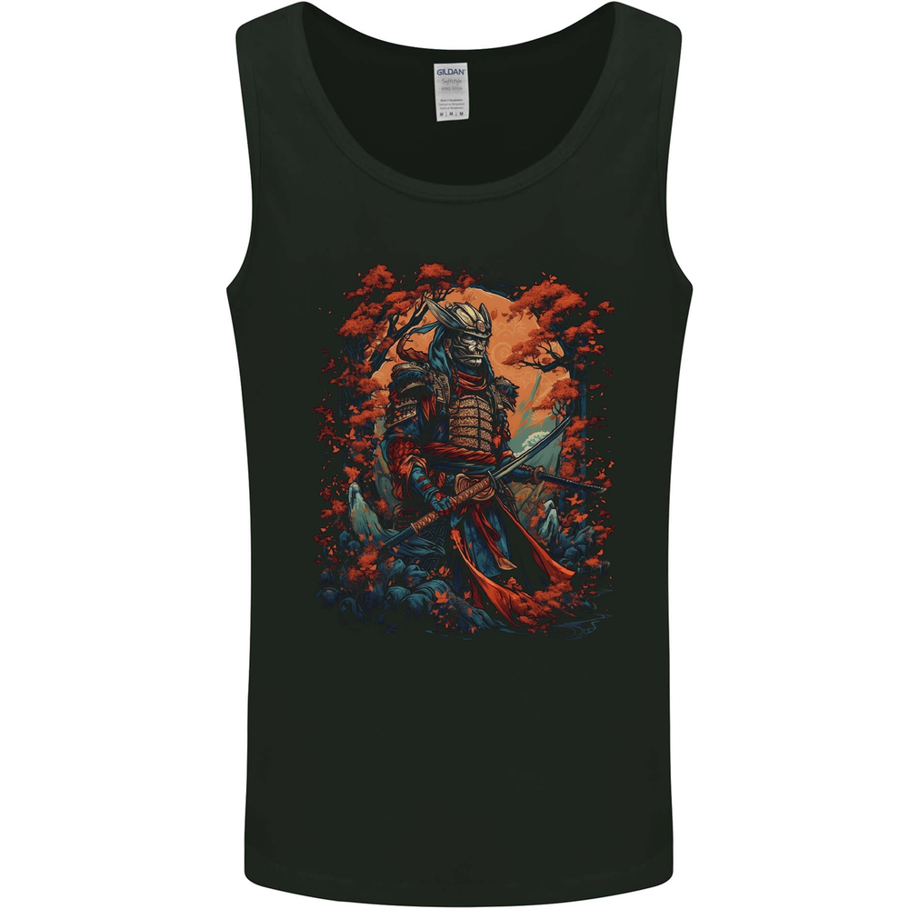 A Samurai Warrior With Swords Katana Kenjutsu Mens Vest Tank Top