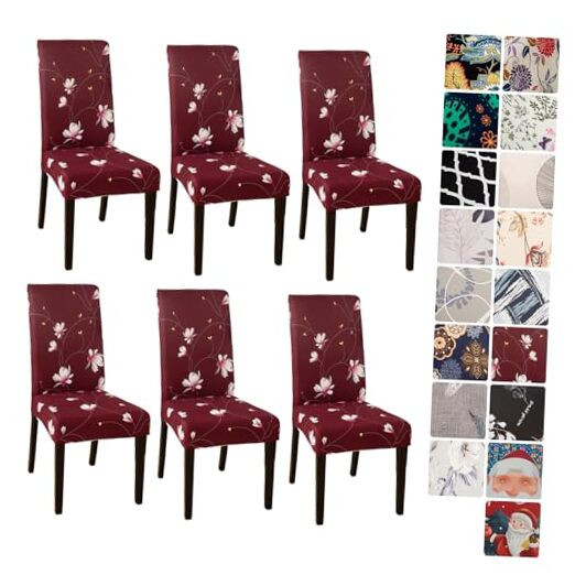 Stretch Dining Chair Slipcovers Set of 6 – Universal Fit for Kitchen Chairs  