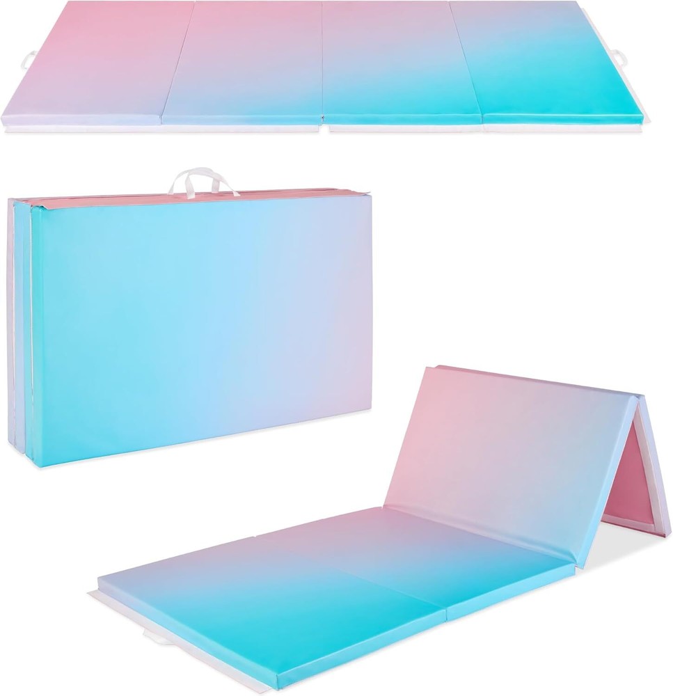 10ftx4ftx2in 4-Panel Folding Exercise Mat w/Carrying Handles for Gym Yoga