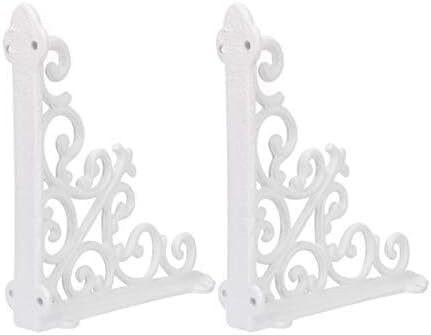 7-Inch White Cast Iron Shelf Bracket - Set of 2 - Decorative & Durable