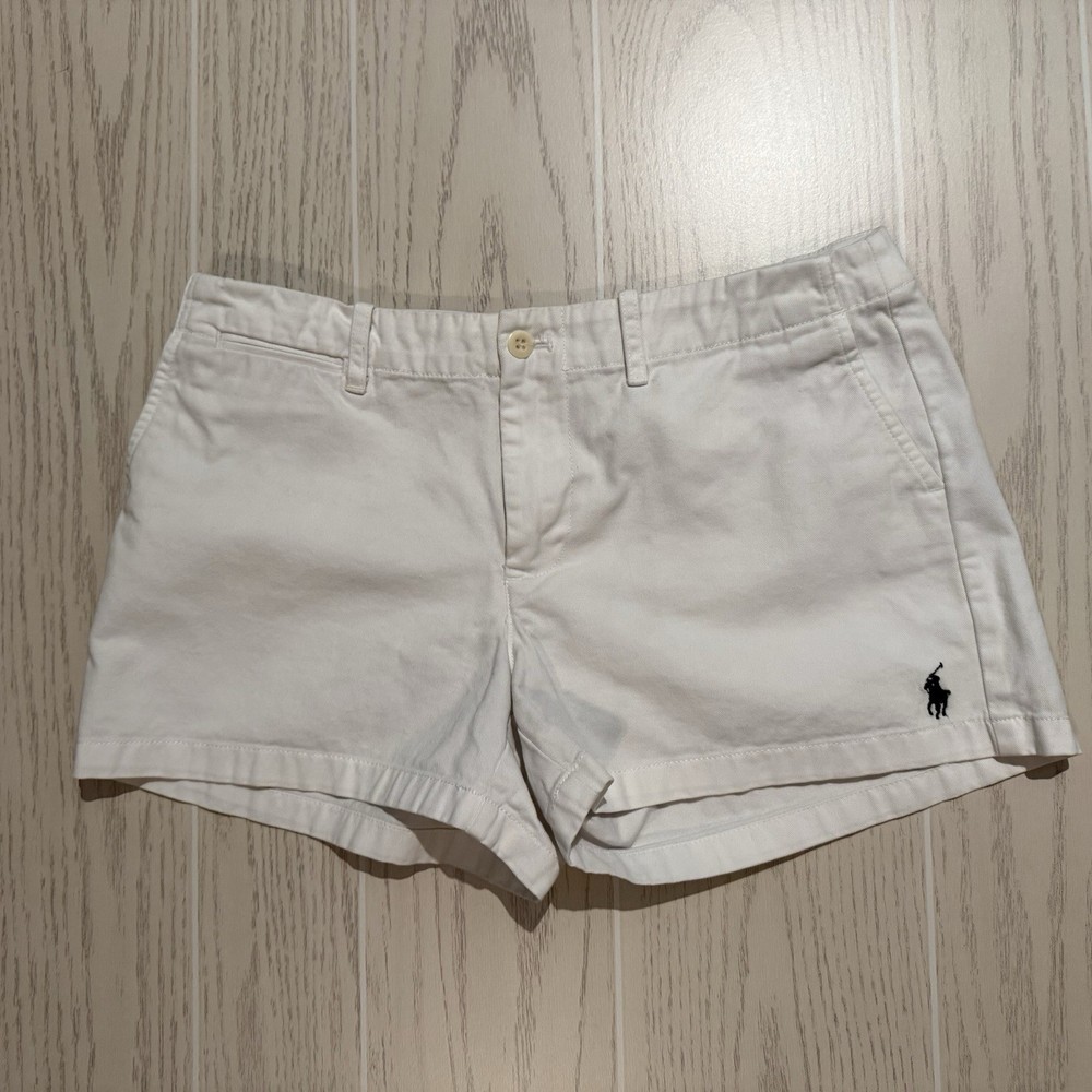 Ralph Lauren Sport Shorts Women Size 6 White Chino Preppy Summer Casual Cotton