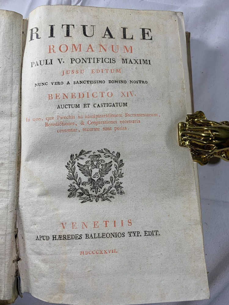 Rituale Romanum And Chapter On Exorcism Dated 1827 W/ Vellum Binding