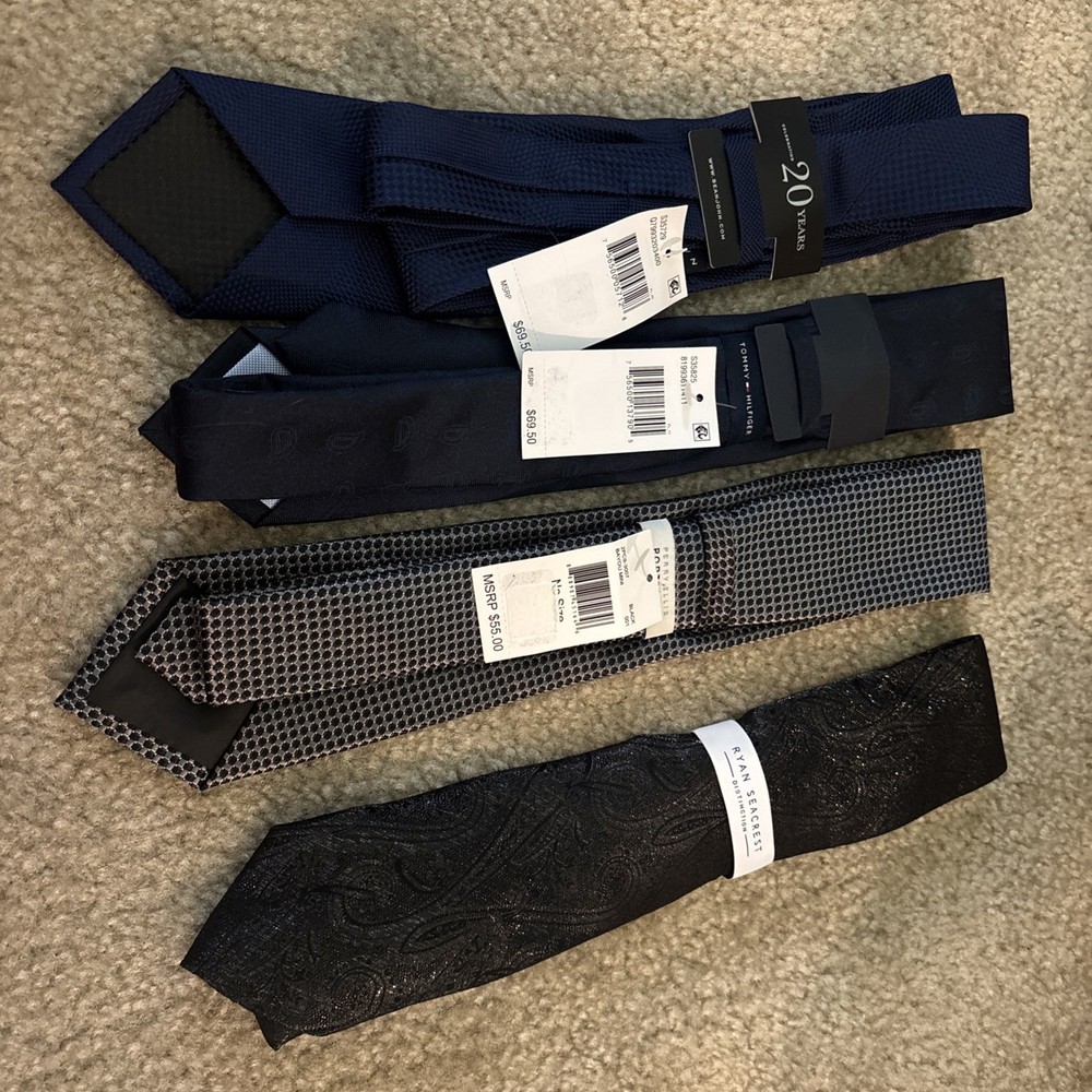 4 Designer Ties Bundle - Sean John, Tommy Hilfiger, Perry Ellis & Ryan Seacrest