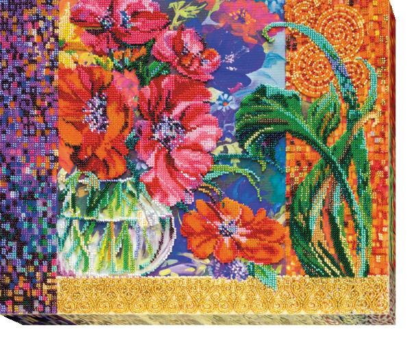 Bead embroidery kit Anemones needlework kit Art canvas beadwork pattern