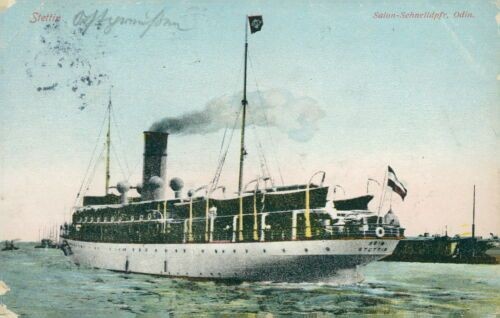 Postcard Szczecin Salon Speed Steamer Odin 1908 (No.810)