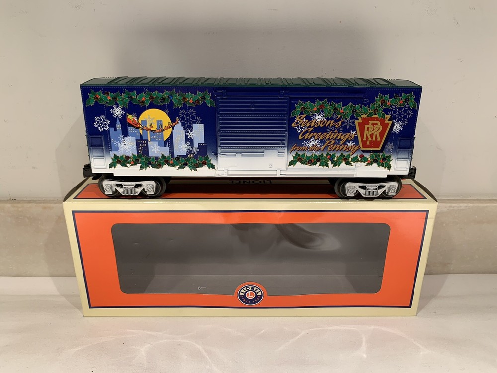 LIONEL CHRISTMAS (LIGHTED GARLAND) PENNSYLVANIA HI CUBE BOX CAR 6-29306! O GAUGE