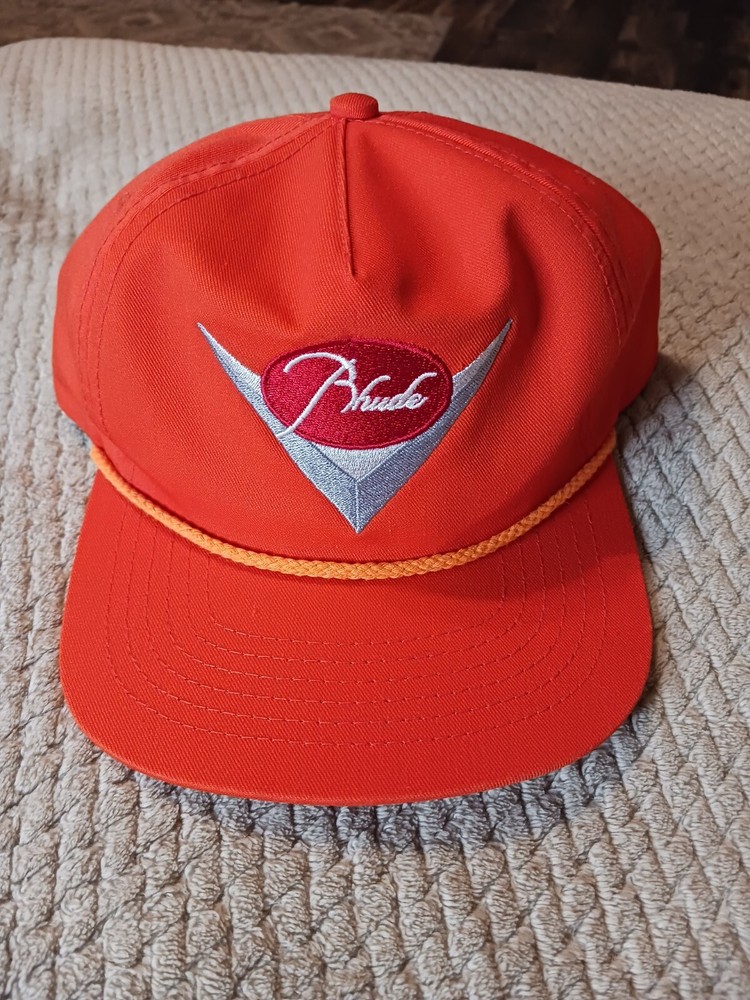 Rhude Orange Embroidered Logo Snapback Cap New Without Tags