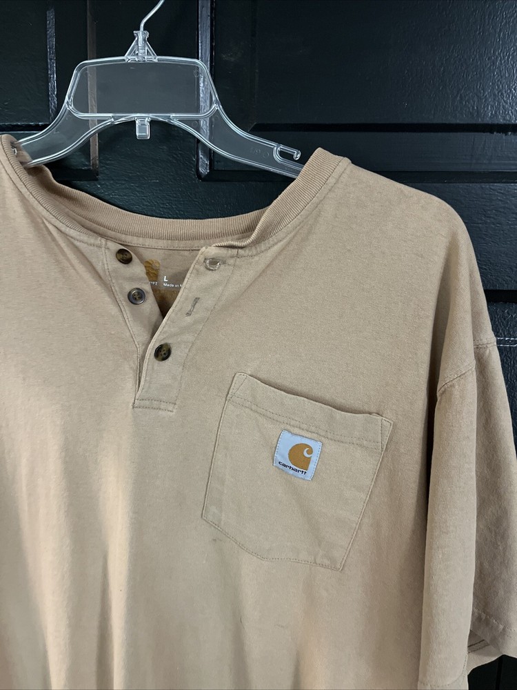 VTG Carhartt Button T-Shirt Pocket Men’s L Gradient Sun Faded Worn Brown