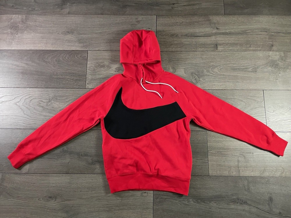 Nike Sportswear Swoosh Tech Fleece Hoodie Red Black Men's Size Small New DD8222