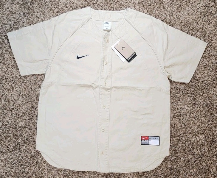 NWT Nike SB Skate MLB Baseball Jersey Woven Rattan Mens Sz Large Tan DQ6282 206
