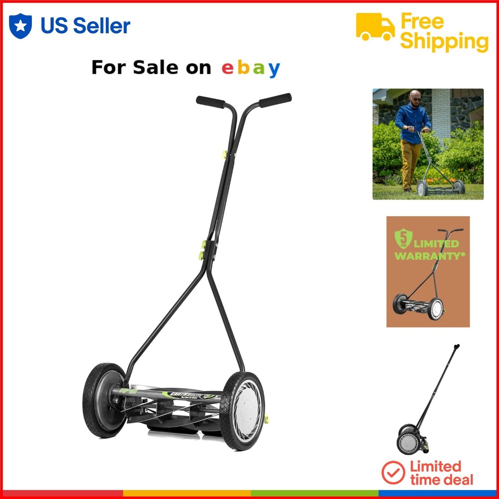 16-Inch 7-Blade Eco-Friendly Manual Push Reel Lawn Mower for Sustainable Gardening