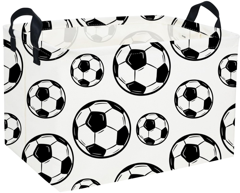 Rectangular Soccer Basket Storage Box,Boys Storage Bins Organizer with Handle...