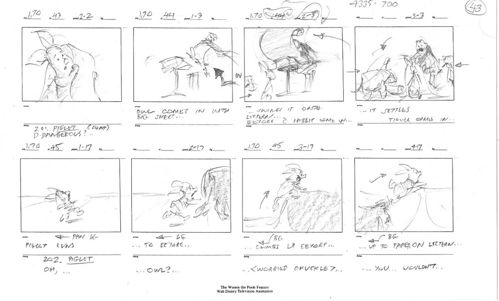 Winnie the Pooh Grand Adventure Disney Production Original SB Drawings 1997 4719