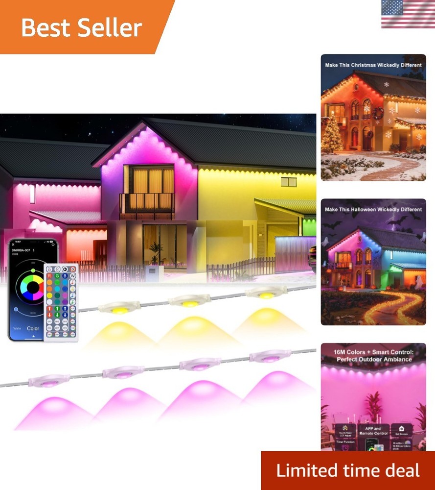 Easy Install 150Ft Permanent Smart RGB Outdoor Lights - Ideal for Celebrations