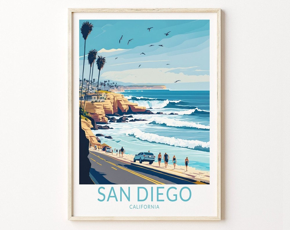 San Diego La Jolla California Coastal Travel Print La Jolla San Diego Coast
