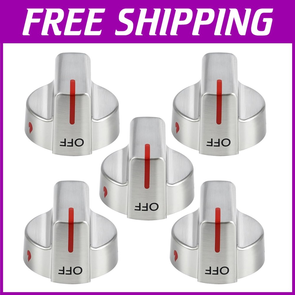 Stainless Steel Stove Knobs Replacement - 5 Pcs for Frigidaire GCRG3060AFC