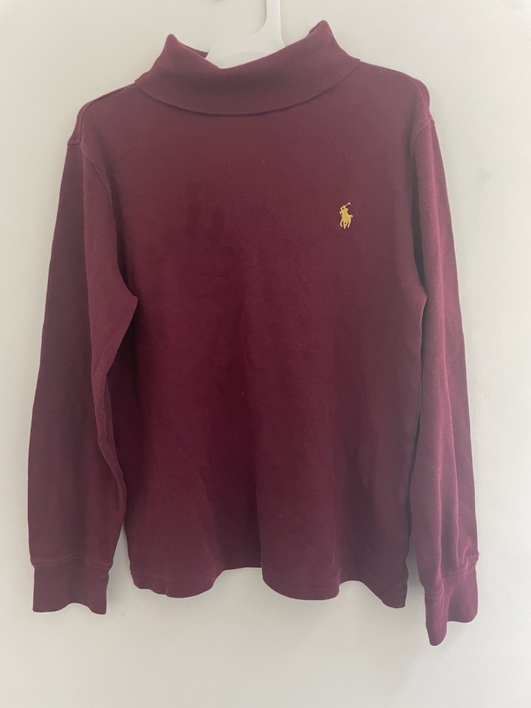 Polo Ralph Lauren Kids Boys Solid Burgundy Cotton Turtleneck Long Sleeve Shirt 6