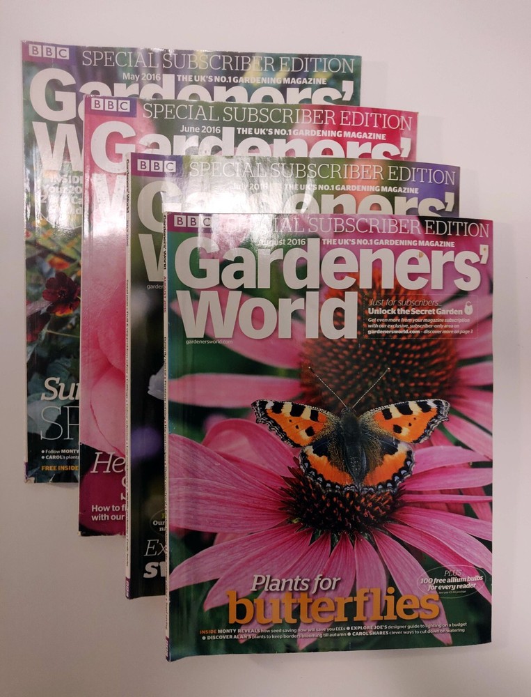 4 x Gardeners' World Magazines 2016 Summer Bundle - May to August 2016