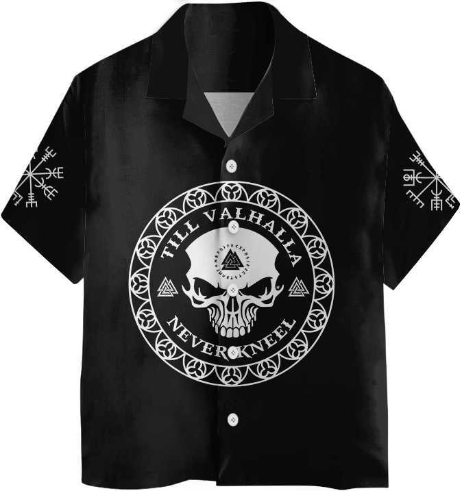 Skull Viking Valhalla Hawaiian Shirt Black Goth Skull Shirt
