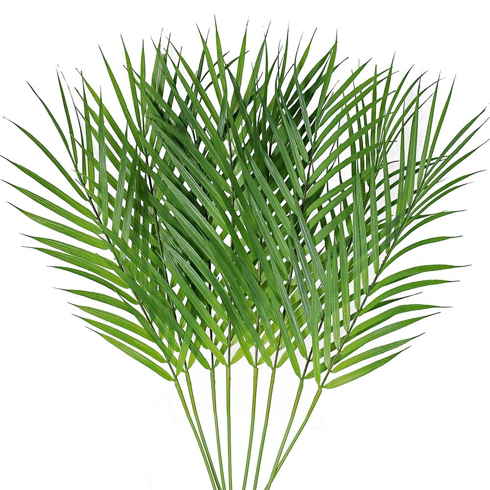 8 Pcs Artificial Areca Palm Stems with Tropical Monstera Leaves for Home Decor