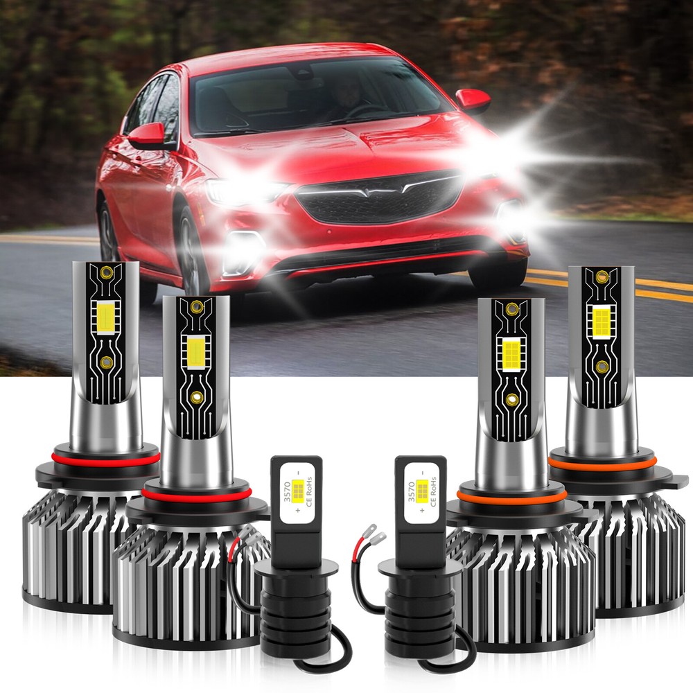 For Buick Regal 1990-1995 LED Headlight Hi/Lo+Fog light Combo Bulbs 6500K White