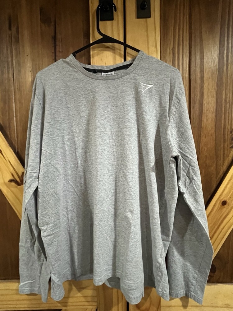 Men's GYMSHARK Long Sleeve Gray T-shirt Large Preowned