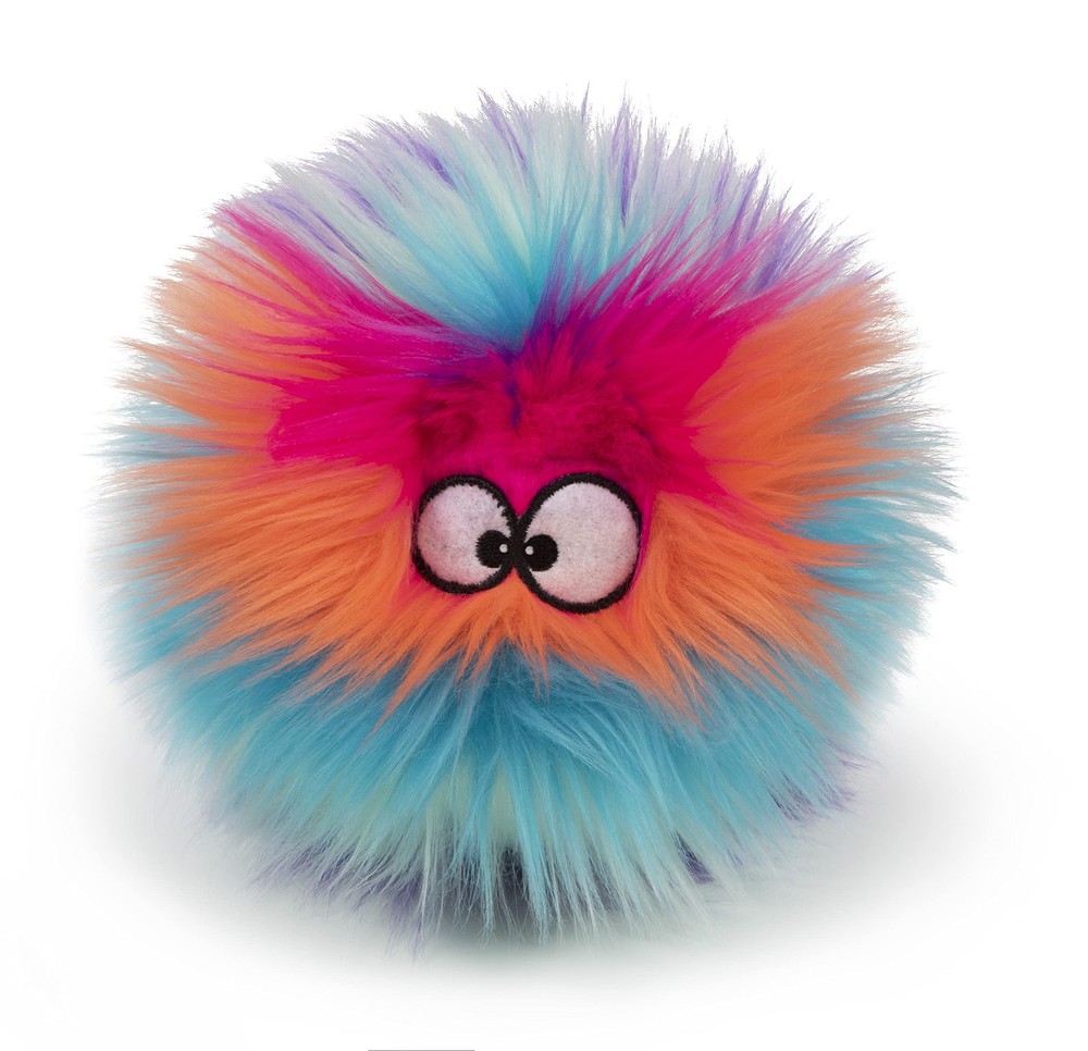 Furballz Squeaky Plush Ball Dog Toy, Chew Guard Technology - Cool Rainbow, Small