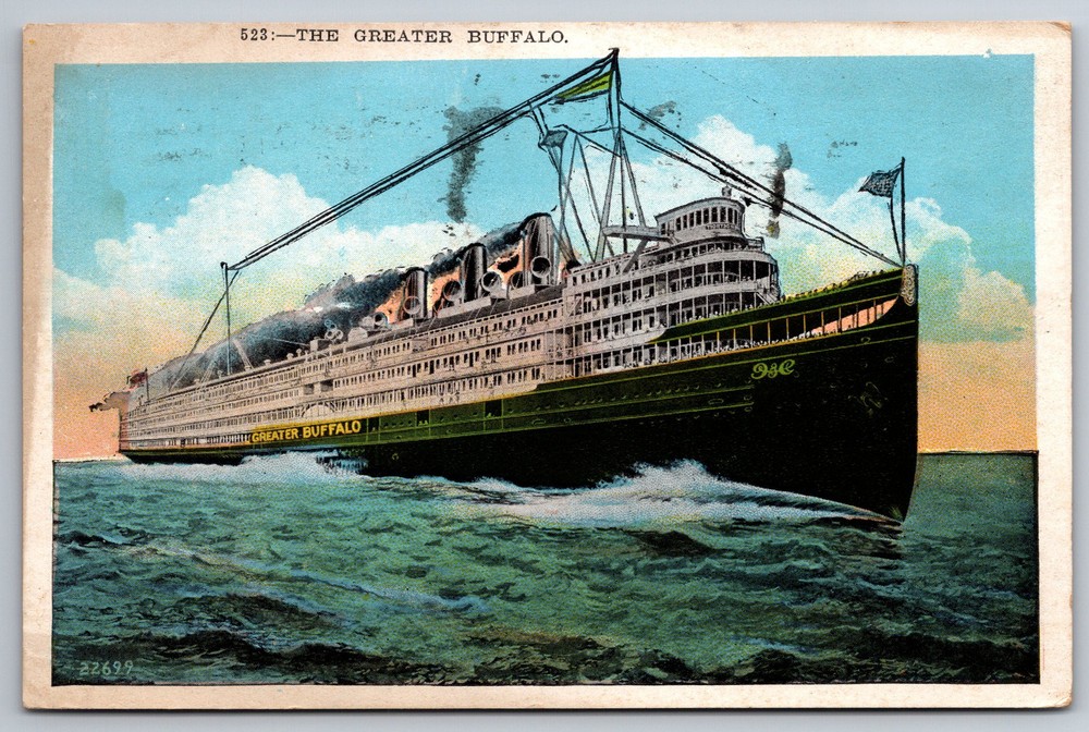 Cruise Ship SS Greater Buffalo Great Lakes Passenger Ship Postcard Z13