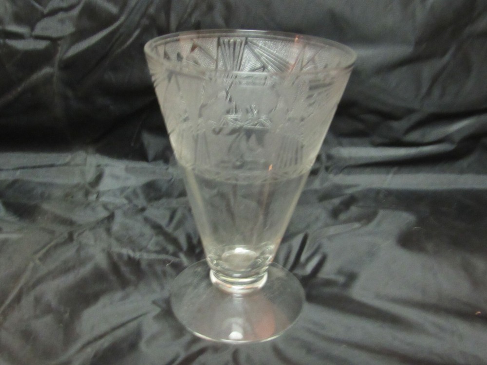 1930's Glastonbury Lotus Glass La Furiste Clear Art Deco Etch Tea Tumblers (4)