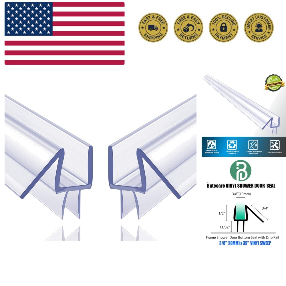 2-Pack Frameless Shower Door Bottom Seal for Glass Doors – Stop Shower Leaks ...