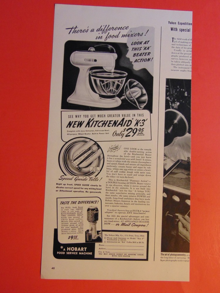 1939 KitchenAid K-3 Mixer vintage print ad