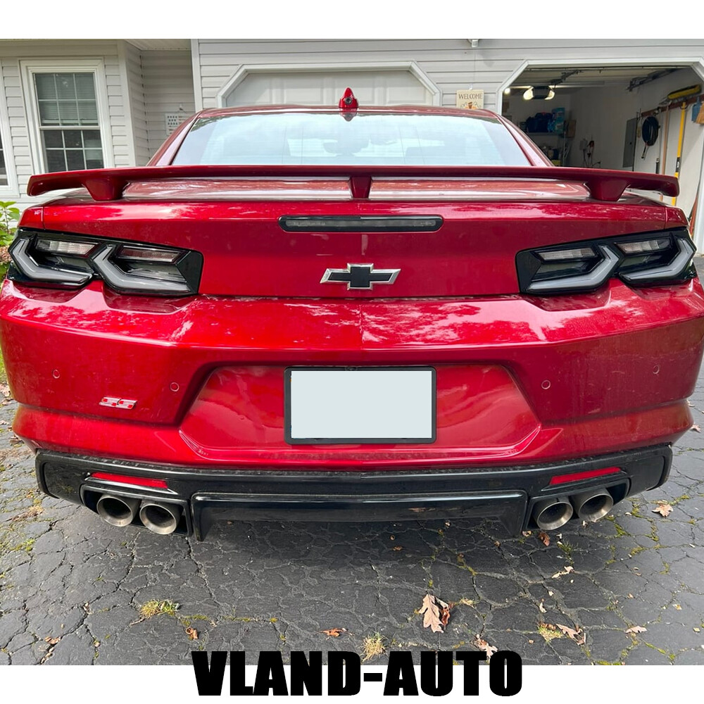 FOR 2019-2024 CHEVROLET CAMARO VLAND LED TAILLIGHTS GLOSS BLACK/SMOKE LENS PAIR
