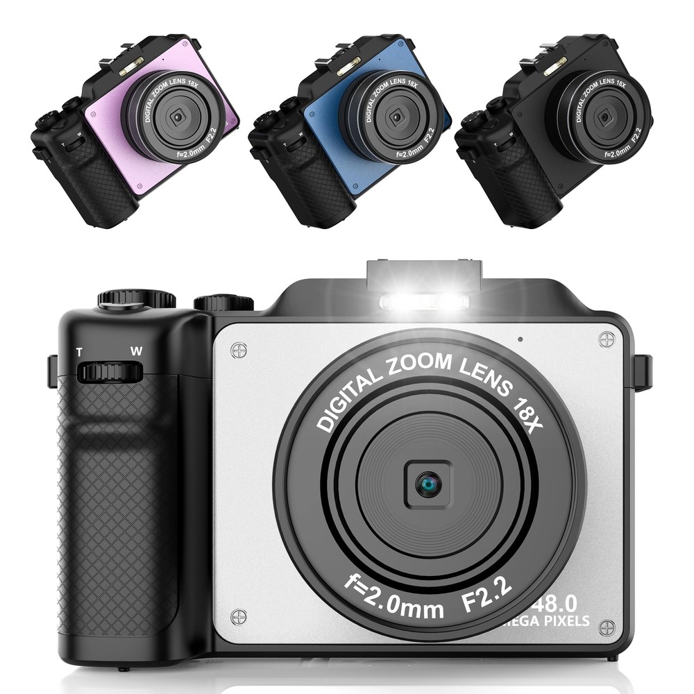 Digital Camera for Photography, 4K Vlog Camera with 4 Changeable Colors, Dual...