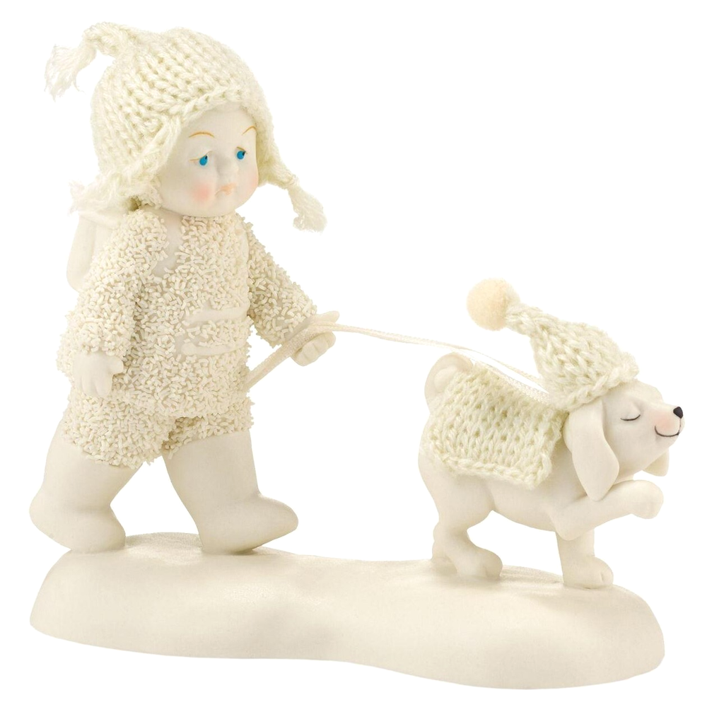 New SNOWBABIES Dept 56 Figurine - Dog in Sweater with Backpack & Poodle Friend