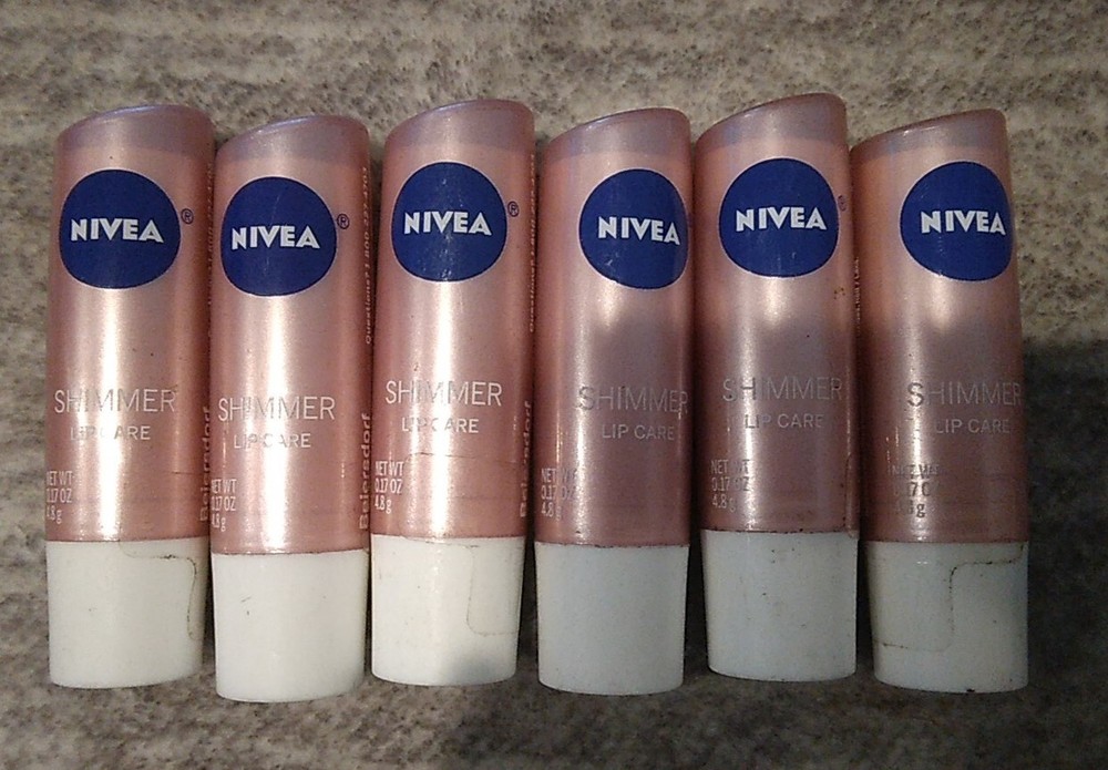 6 PACK Nivea Shimmer Radiant Lip Care Balm Stick 0.17 Oz  Discontinued