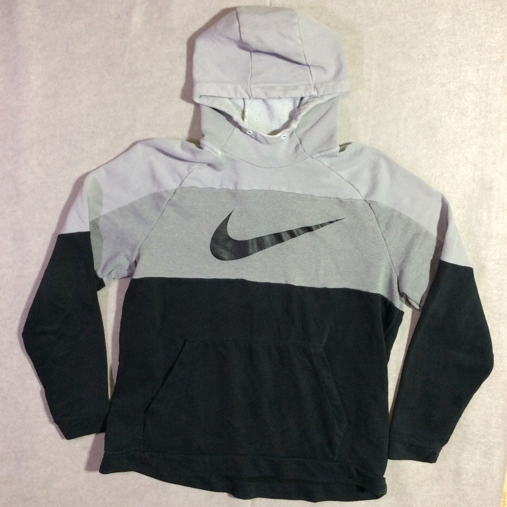 Nike Hoodie Men's XL Black Gray Colorblock Dri-Fit Pocket Sweatshirt CU6024-100