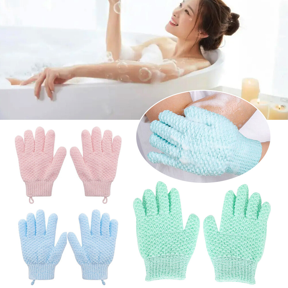 Five Finger Bath Gloves Mesh Sponge Back Massager Nylon Brush Body Wash Tool 1pc