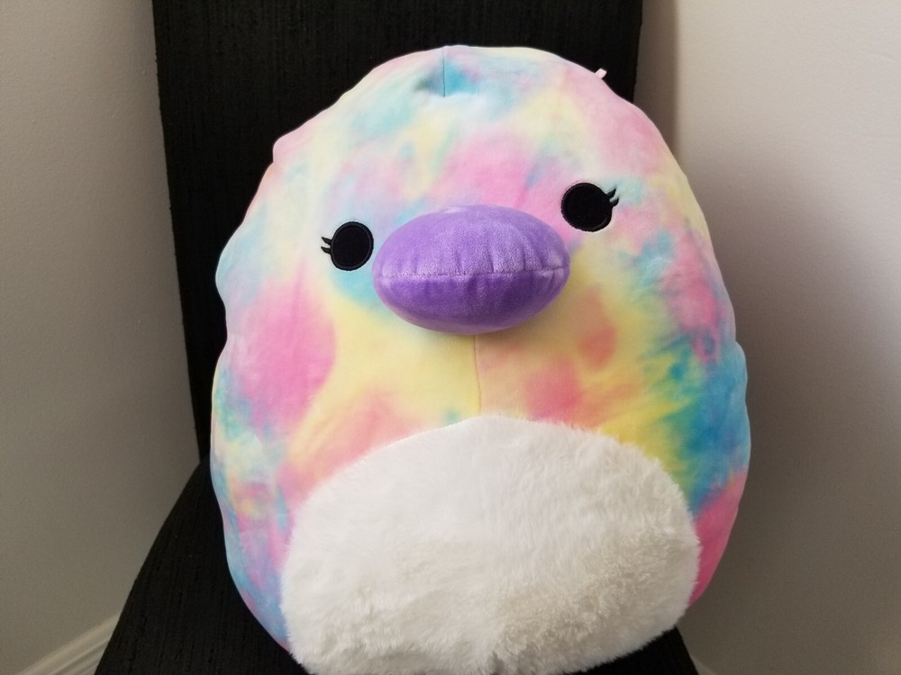 Squishmallow Brindall the Platypus Rainbow Tie Dye Plush Stuffed Kelly Toy 16